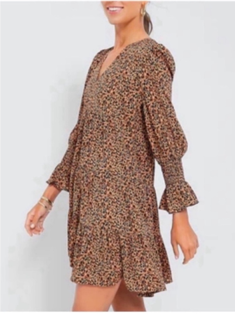 Pomander Place Kenzo Brown Animal Print V-Neck Mini Dress Sz XS